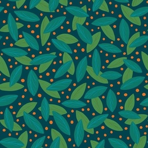 Gratitude leaves orange on deep teal