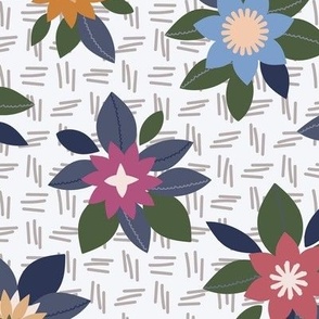 349 - Multi floral in cool mauves, pinks, blues and greens - 100 Pattern Project: jumbo scale for wallpaper, large items, duvet covers, sheet sets, and tablecloths.