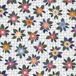 349 - Multi floral in cool mauves, pinks, blues and greens - 100 Pattern Project: medium scale for crafts, home decor, lampshades and cushions, bag making and apparel