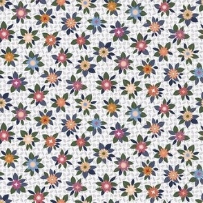 349 - Multi Floral in cool mauves, pinks, blues and greens - 100 Pattern Project: small scale for home decor, soft furnishings, apparel and quilting