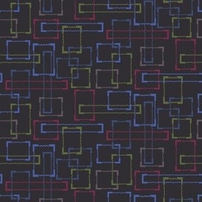 369 - Electronic circuits/frames in charcoal, muted pinks and blues - 100 Pattern Project: small scale for home decor, soft furnishings, apparel and quilting