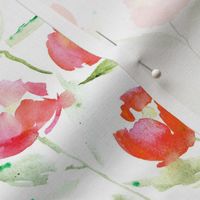 Coral spring lake bloom - watercolor stylized peonies - painted florals - loose roses for modern home decor bedding nursery a566-2