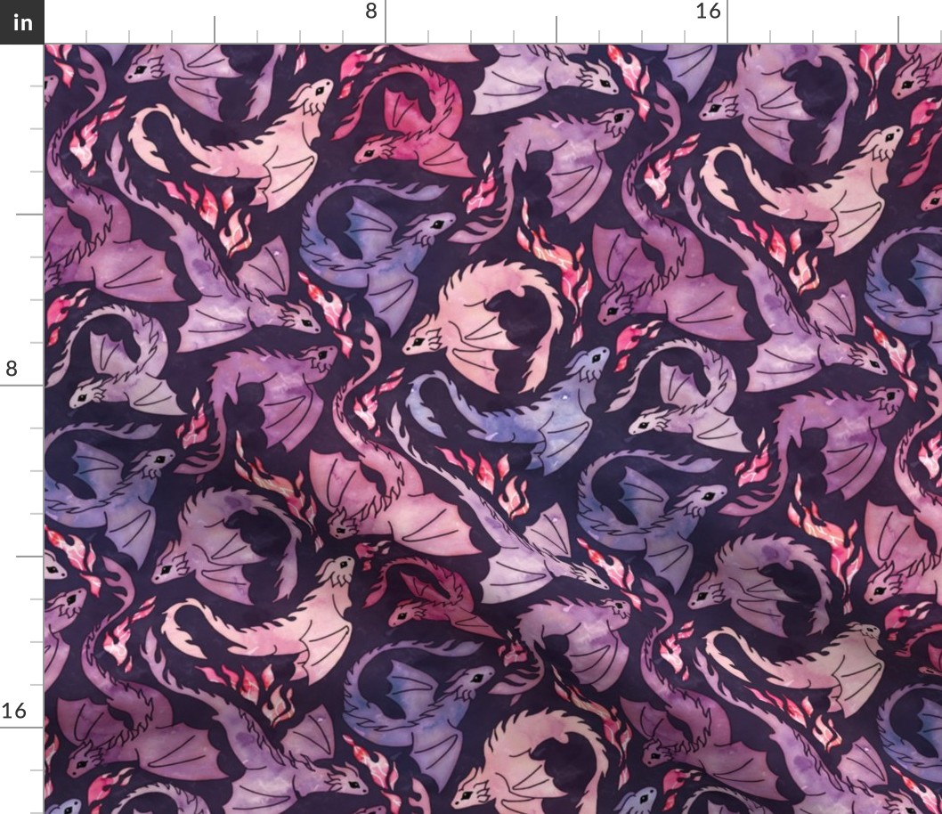 Dragon fire dark pink and purple small wallpaper