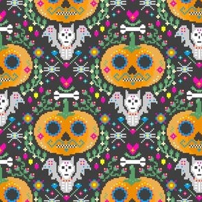 Day of the Dead Pumpkin Cross Stitch