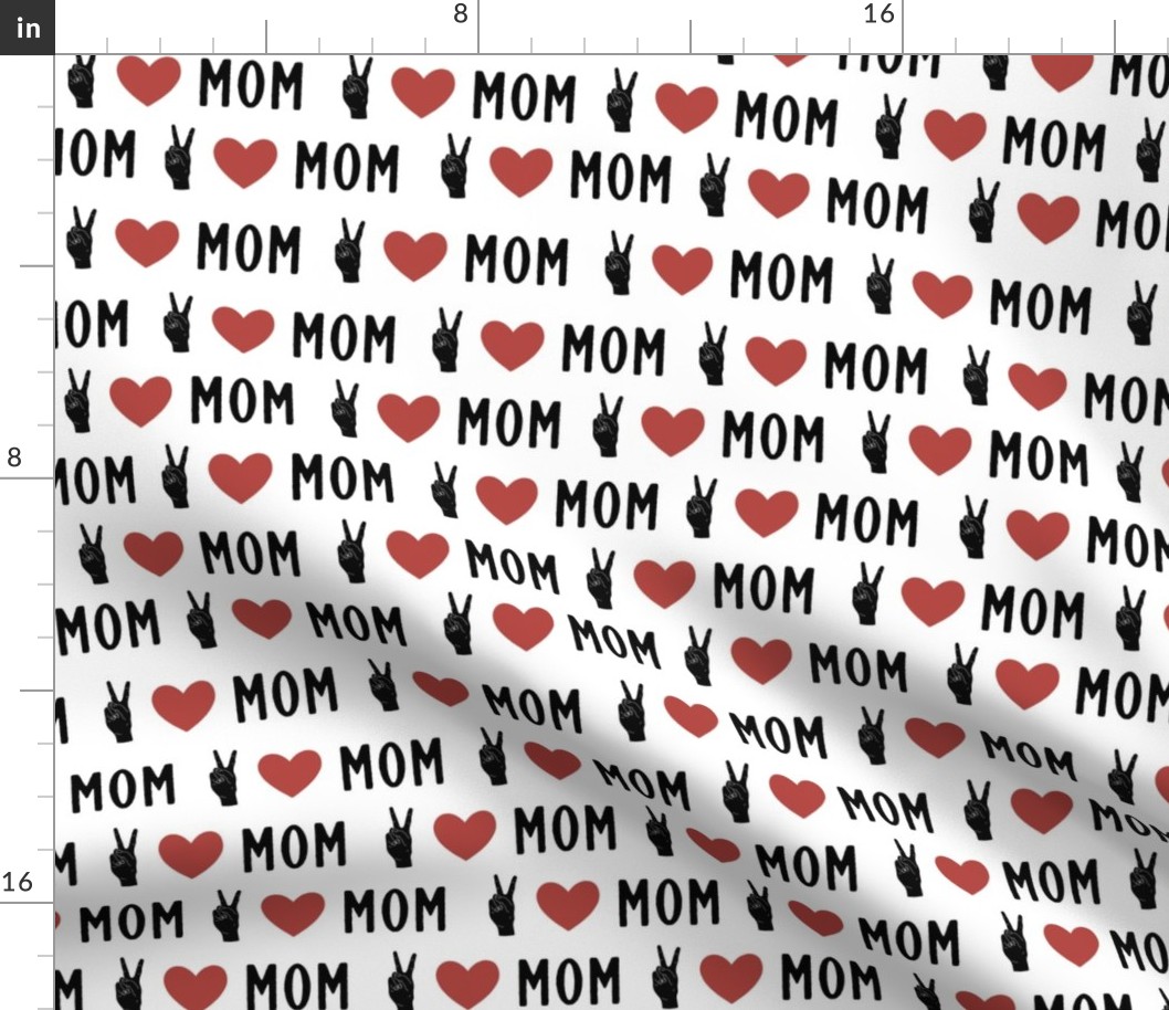 Peace + Love + Mom in Red Blossom - Valentine's Day, Heart, Retro, Gender Neutral