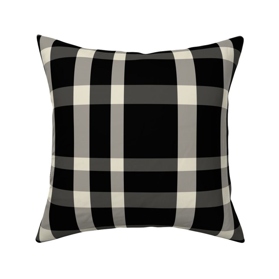 Farmhouse Plaid Black Cream Fabric | Spoonflower