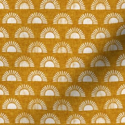 (V2 extra small scale) sunshine - block print boho sun print - cream on golden - C21