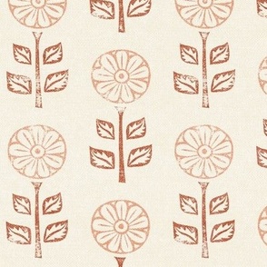 block print floral - Terracotta cream - LAD21