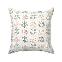 block print floral - pink/sage - LAD21