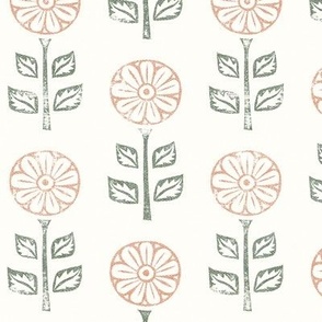 block print floral - pink/sage - LAD21