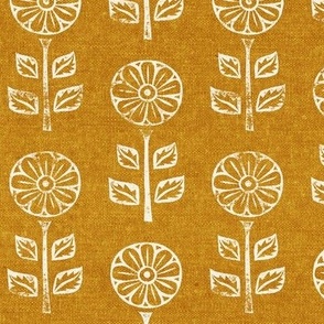 block print floral - mustard - LAD21