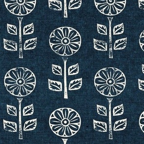 block print floral - dark blue - LAD21