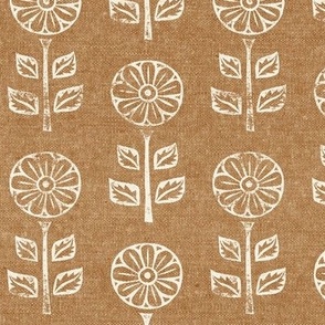 block print floral - golden brown -  LAD21