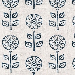 block print floral - dark blue/natural - LAD21