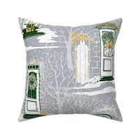 Friends & Family Holiday Toile | Gray Green Gold White