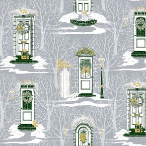 Friends & Family Holiday Toile | Small | Gray Green Gold White