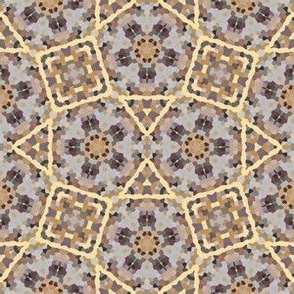 Crystalized Yellow Gray Kaleidoscope Mosaic