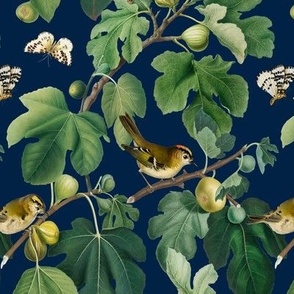 Figs & Birds - Small - Navy Blue