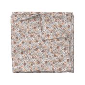 Vintage floral in gray rust peach 70s retro