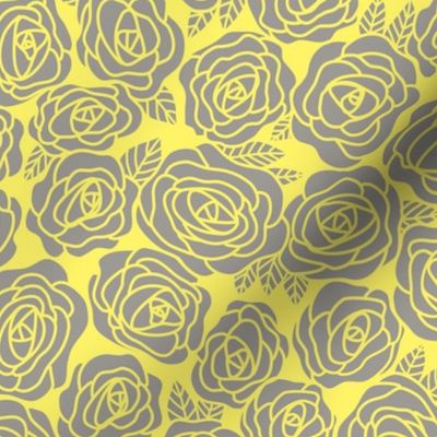 Yellow and Grey Doodle Roses