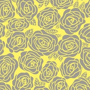 Yellow and Grey Doodle Roses