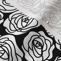 Doodle Roses Garden in Black and White