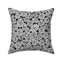 Doodle Roses Garden in Black and White