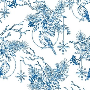 Christmas Blue Toile Ornament Regular Scale