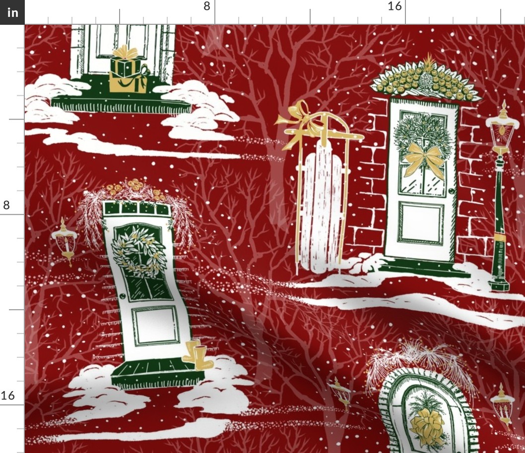 Family & Friends Holiday Toile | Red Green Gold White