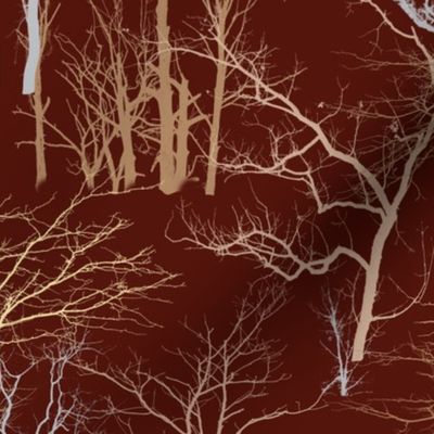 Bare Trees on Dark Reddish Brown