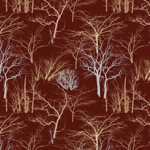 Bare Trees on Dark Reddish Brown