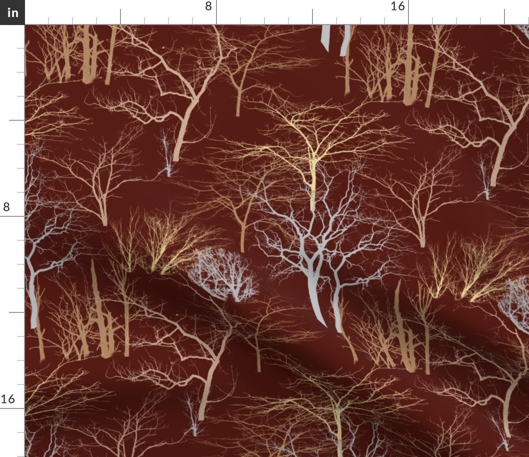 Bare Trees on Dark Reddish Brown