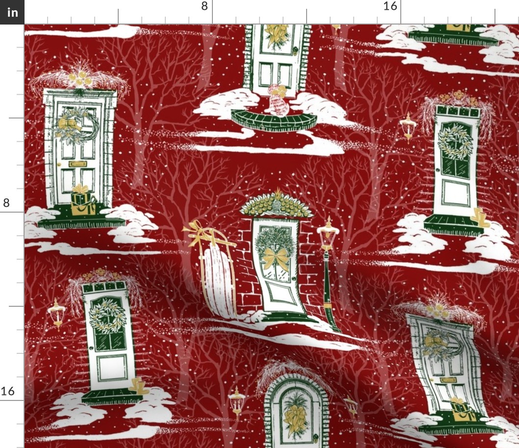 Family + Friends Holiday Toile | Small | Red Green Gold White