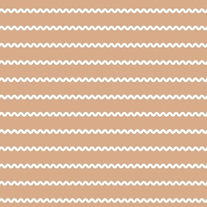 Vintage Rick Rack Stripes in white on tan brown retro sewing