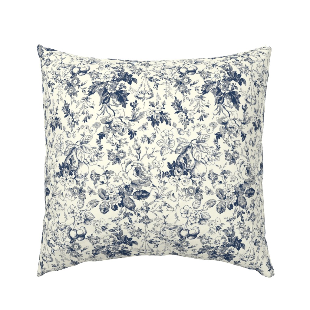 Square Pillow Blue Toile de Jouy