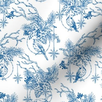 Christmas Blue Toile Ornament Small Scale