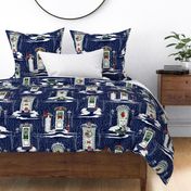 Family & Friends Holiday Toile | Deep Blue-Red-Green-White