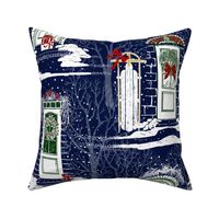 Family & Friends Holiday Toile | Deep Blue-Red-Green-White
