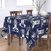 Family & Friends Holiday Toile | Deep Blue-Red-Green-White