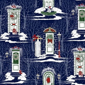 Family & Friends Holiday Toile | Small | Deep Blue-Red-Green-White