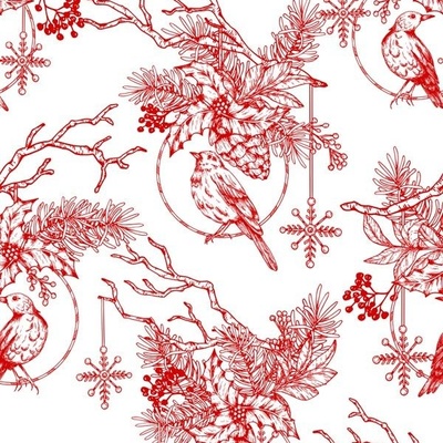 Toile de Jouy in swatch miniature red