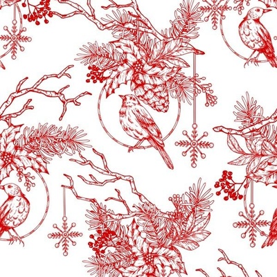 Red Toile Fabric, Wallpaper and Home Decor | Spoonflower
