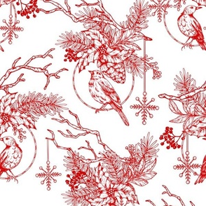 Christmas Red Toile Ornament Regular Scale