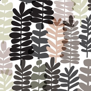Lush Leaves_CharcoalGreen/Taupe