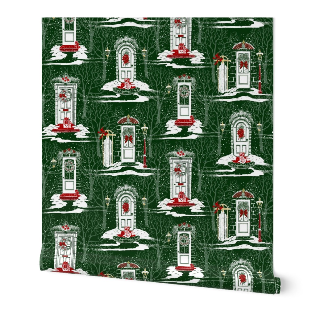 Friends &  Family Holiday Toile | Green Red Gold White