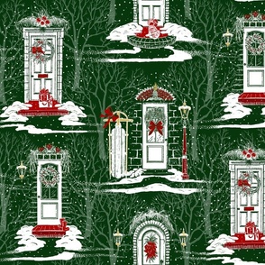 Friends &  Family Holiday Toile | Small | Green Red Gold White
