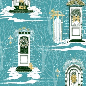 Family &  Friends Holiday Toile | Wintergreen-Green-Gold-White