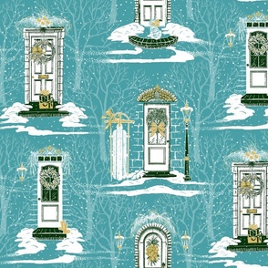 Family &  Friends Holiday Toile | Small | Wintergreen-Green-Gold-White