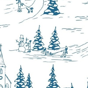 winter fun holiday toile - blue - regular scale