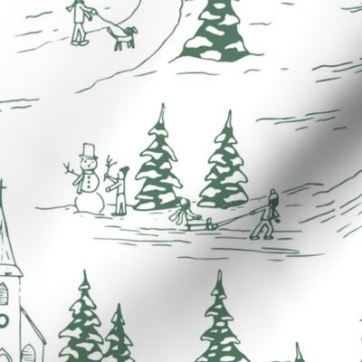 winter fun holiday toile - green - regular scale